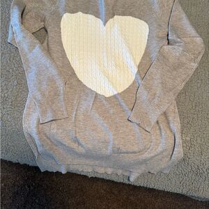 Gray Sweater with White Heart Design